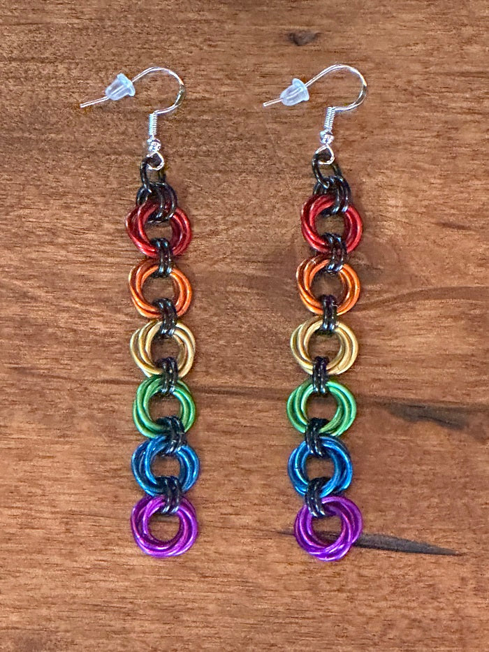 Mobius Rainbow Chain Maille Earrings - Bonfire Baja Hoodies