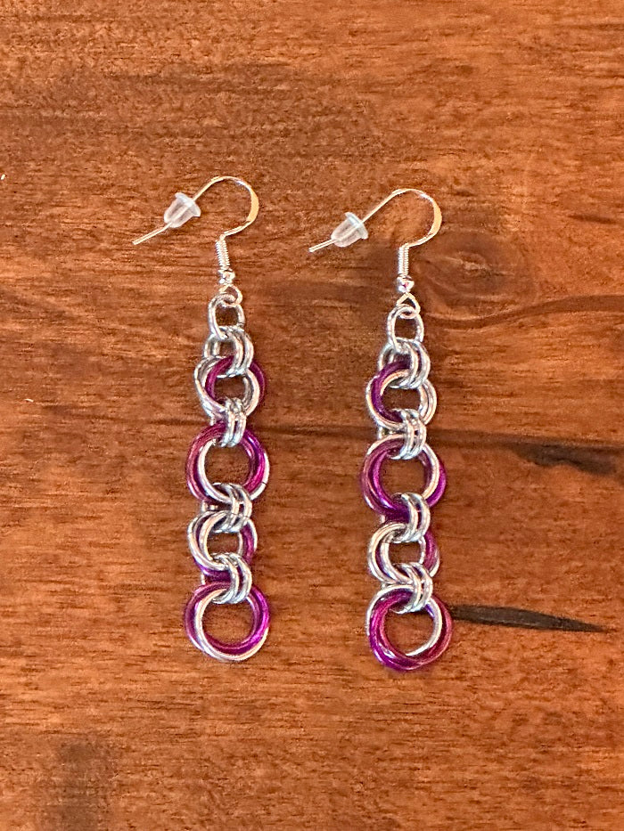 Roses Purple Chain Maille Earrings - Bonfire Baja Hoodies