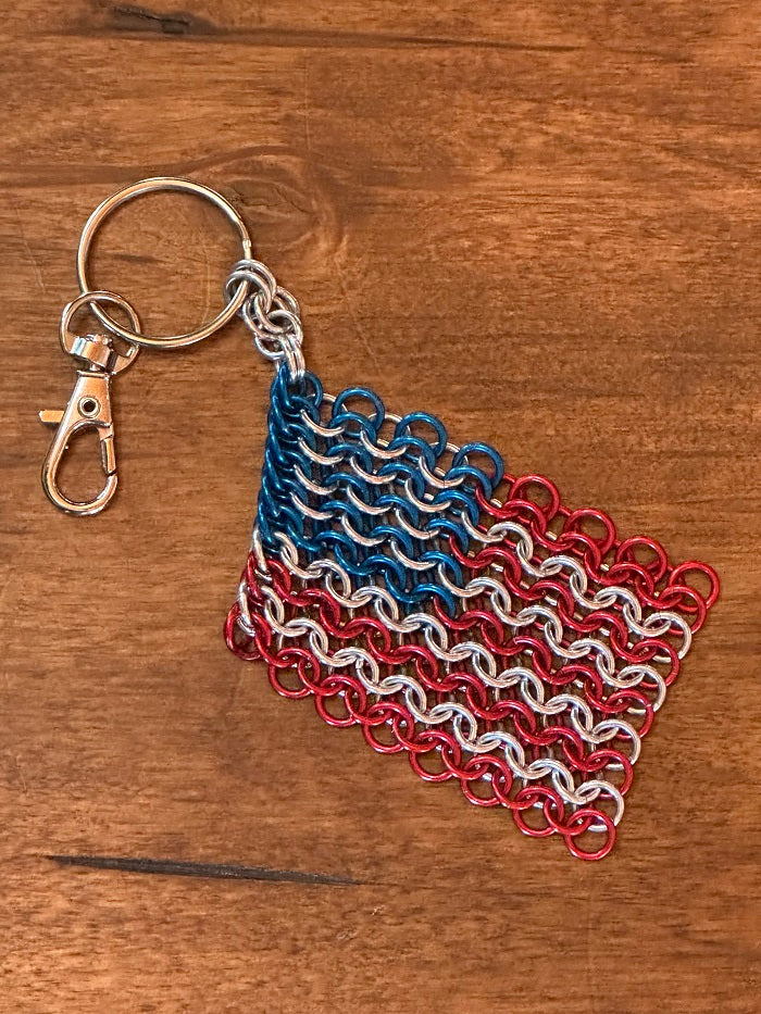 American Flag Chain Maille KeyChain - Bonfire Baja Hoodies