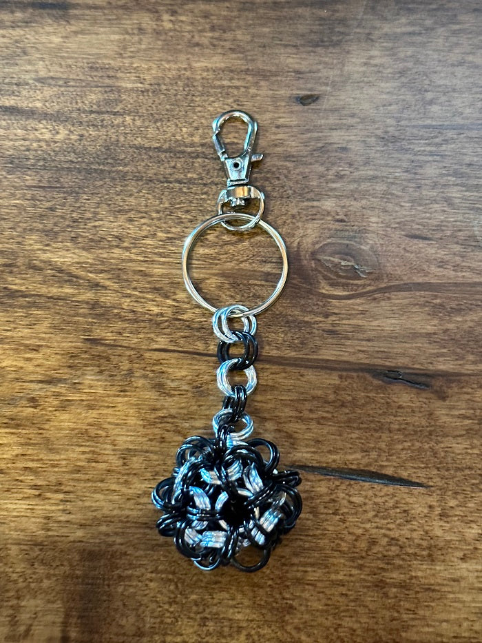 Ball N Chain Black Silver Chain Maille KeyChain 1 - Bonfire Baja Hoodies