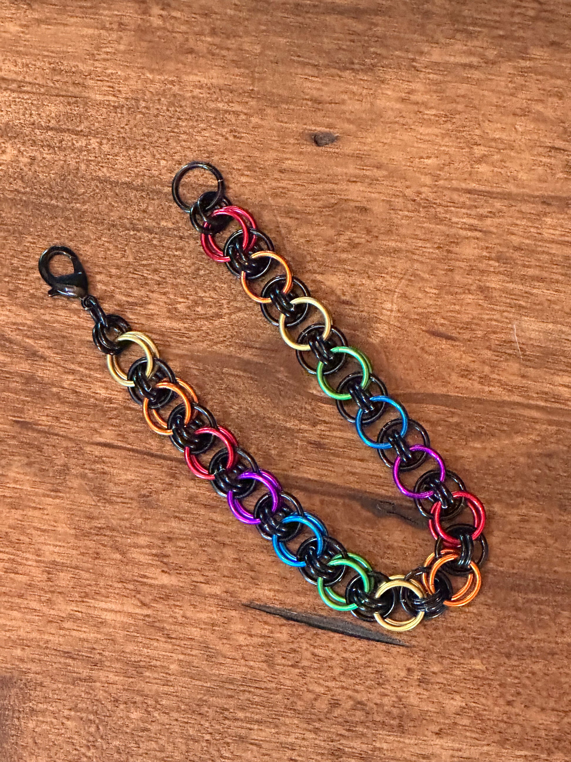 Helm Weave Rainbow Chain Maille Bracelet - Bonfire Baja Hoodies